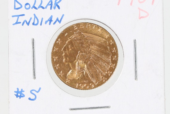 Indian $5 gold coin
