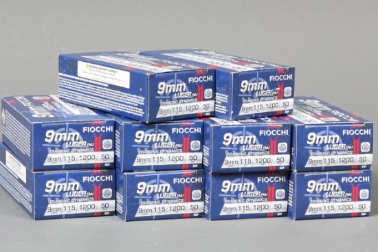 10 bxs Fiocchi 9mm Luger ammo