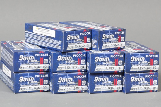 500rds Fiocchi 9mm ammo