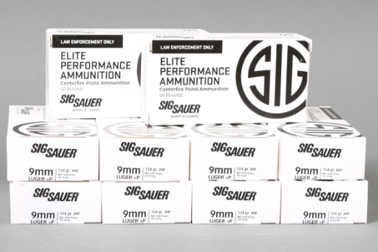500rds Sig Sauer 9mm+P ammo