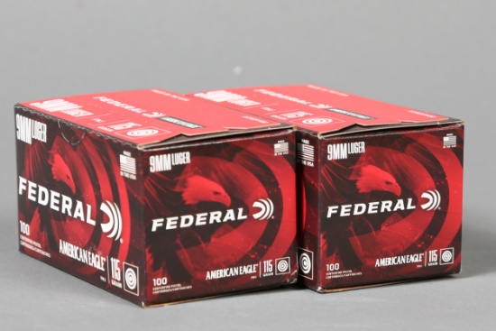 200rds Federal 9mm FMJ ammo