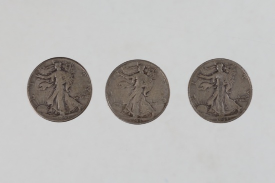 3 Walking Liberty Half-Dollar Coins