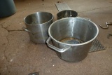 3 stainless tubs/buckets