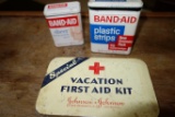 Vintage First Aid Kit Metal Box And 2 Metal Band-aid Boxes