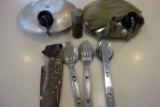 Boy Scout Canteens, Silverware Sets Amd Match Container