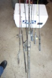 Lot of fishing poles and parts