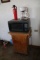 Microwave, Coffee Maker, Fire Extinguisher And Cart