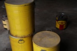 3 Round yellow drums with lids and handles