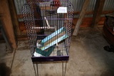 Purple bird cage and stand