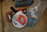 Bucket, bag and 2 boxes of electrical supplies