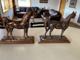 Metal horse statues lot of two