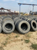 Six rows of truck tire casings