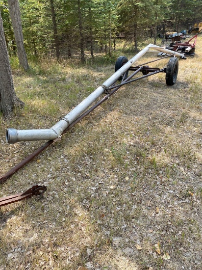 Irrigation pipe mover, with irrigation fill spout