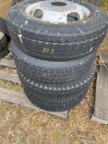 Lot of four miscellaneous tires and some rims