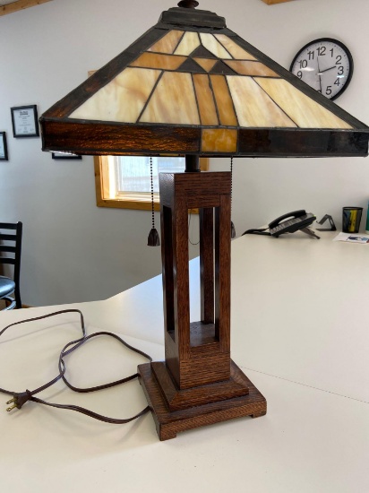 Mission style stained glass lamp