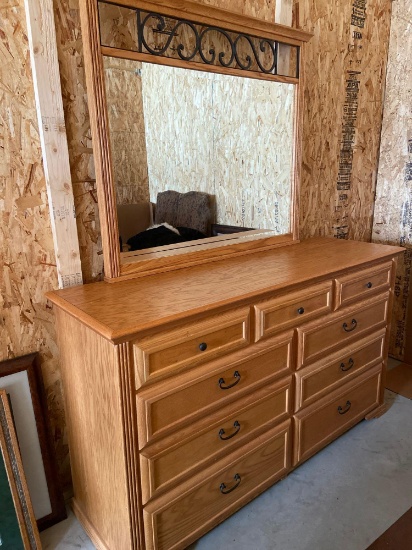 9 drawer dresser, headboard footboard and mirror