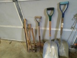 Sledge hammers shovels axe handles pry bar