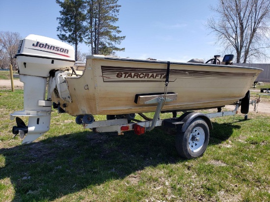 1986 Starcraft 16 foot Boat with Johnson Motor on Trailer