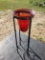 Red Glass Iron Rod Candle Stand Decor, 30 in tall