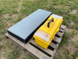 Yellow Plastic Toolbox and Foldable Picture Board