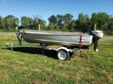 1974 Alumacraft 12 ft. Boat with Trailer and Johnson 9.5 Seahorse Motor