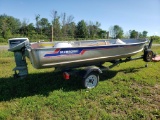 1975 Alumacraft 14 ft. Boat with Evinrude 9.9 Motor and Trailer