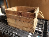 Wood Box with Rope Handles, 15.5x9x9 inches