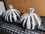 TWO Zebra Vases, 10x10in.