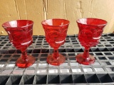 Three Red Glass Cups