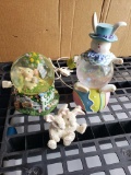 2 Easter Snow Globes and Bunny Figurine