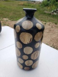 Black with Tan Dots Vase 13 in. tall