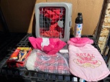 Dog Lot - Small Collapsible Kennel, 3 small pink coats, harness, water bottle