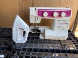 Sewing Machine (missing parts) and Iron