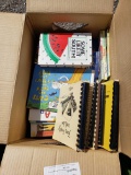 Box of Cookbooks, some kid books