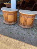 pair of marble top side tables