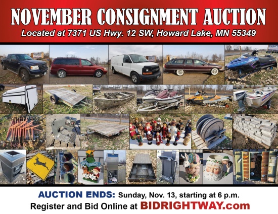 Howard Lake, MN November Consignment Auction