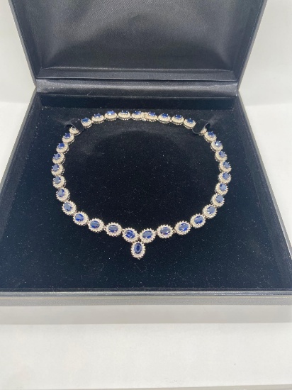14k white gold and sapphire and diamond necklace