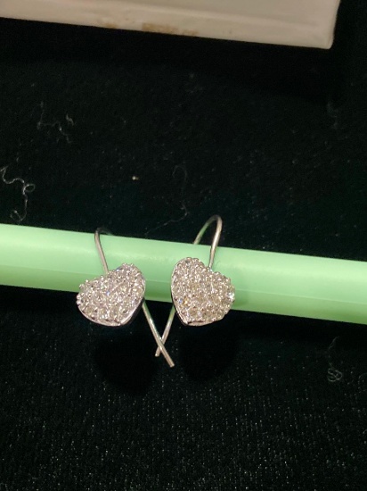 925 silver heart wire earrings