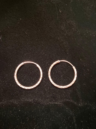 925 silver bevel cut hoop earrings