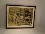 Lionel Barrymore water front gold print