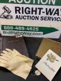 antique Doeskin gloves, vintage inspirational books