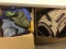 2 boxes new and used clothing,hats,laptop bahs,pet carrier
