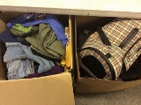 2 boxes new and used clothing,hats,laptop bahs,pet carrier