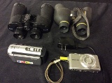Bushnell waterproof and sport wide angle binoculars. Sony handycam and samsung digital camera