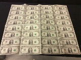 Sheet of 32 uncut one dollar bills