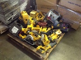 Pallet of dewalt tools,Chargers,air compressor,hoses