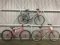 3 bikes, SCHWINN mesarunner, no name fixie, BRIDGESTONE city limit