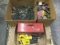 1 pallet of chains, pulleys, toolbox, dewalt power tools