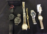 6 watches,marines,fossil,invicta,seiko,guess,timex