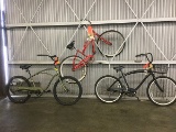 3 beach cruisers, ELECTRA cruiser 1, paul frank NIRVE, firmstrong